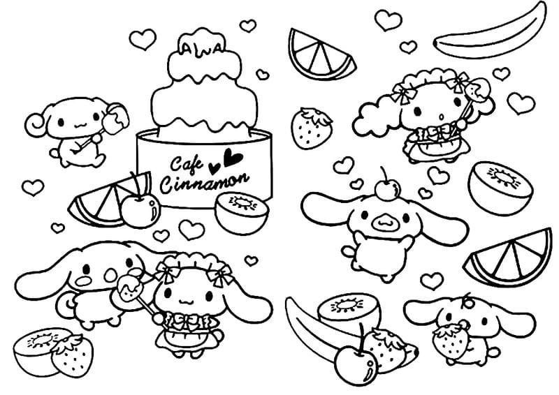 Sưu tập sticker tranh tô màu cinnamoroll để tô và trang trí