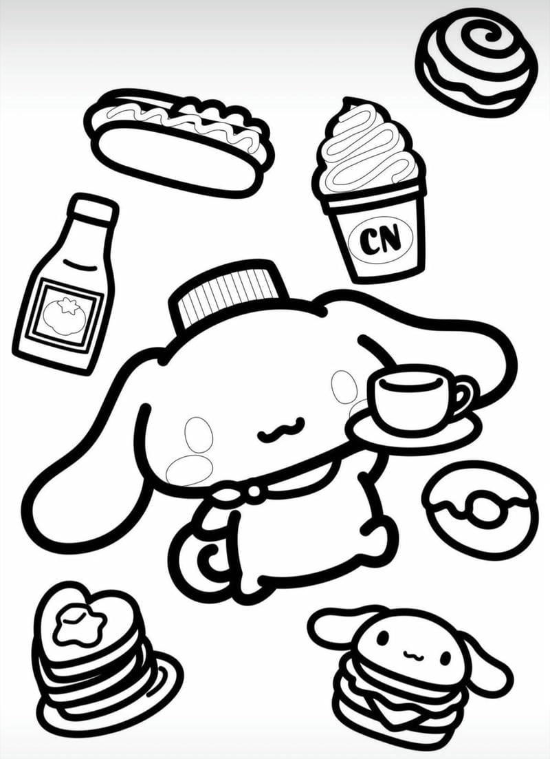 Hướng dẫn in tranh tô màu cinnamoroll cute đơn giản tại nhà cho bé