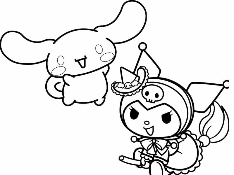 Cùng bé tô tranh tô màu cinnamoroll và kuromi sinh động