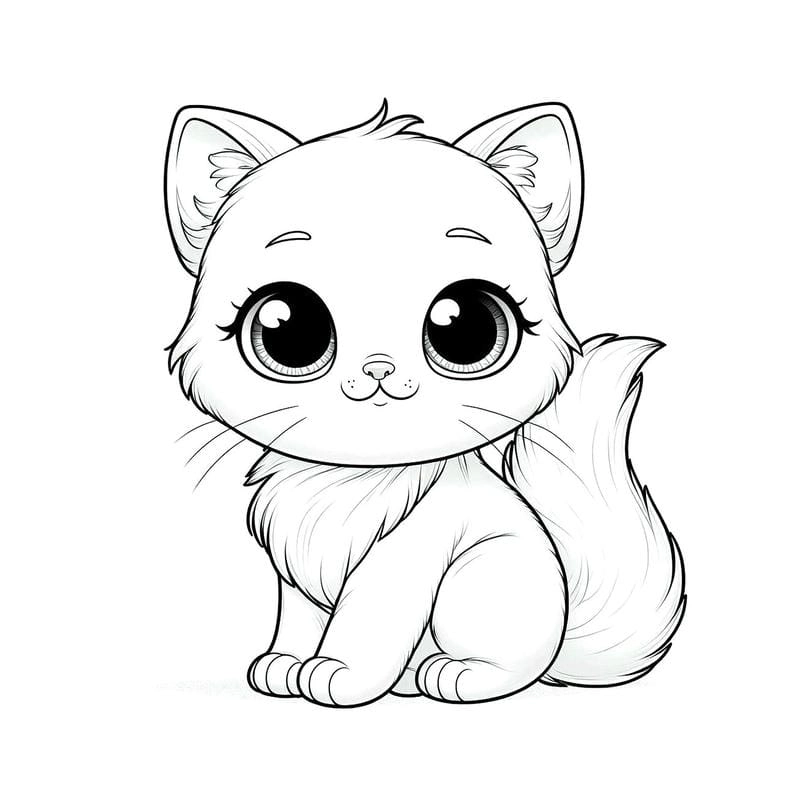 Bé dễ tập tô với tranh tô màu con mèo đơn giản