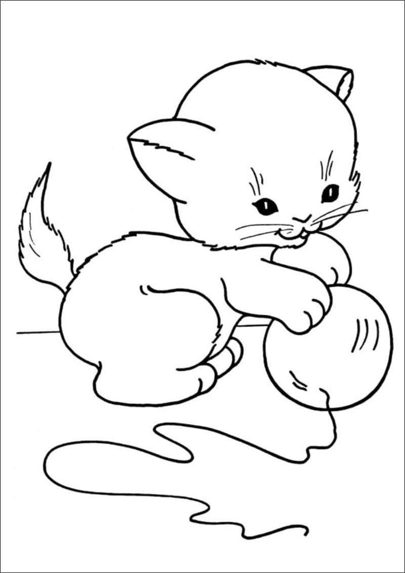 Bé học vẽ với hình con mèo tô màu đơn giản