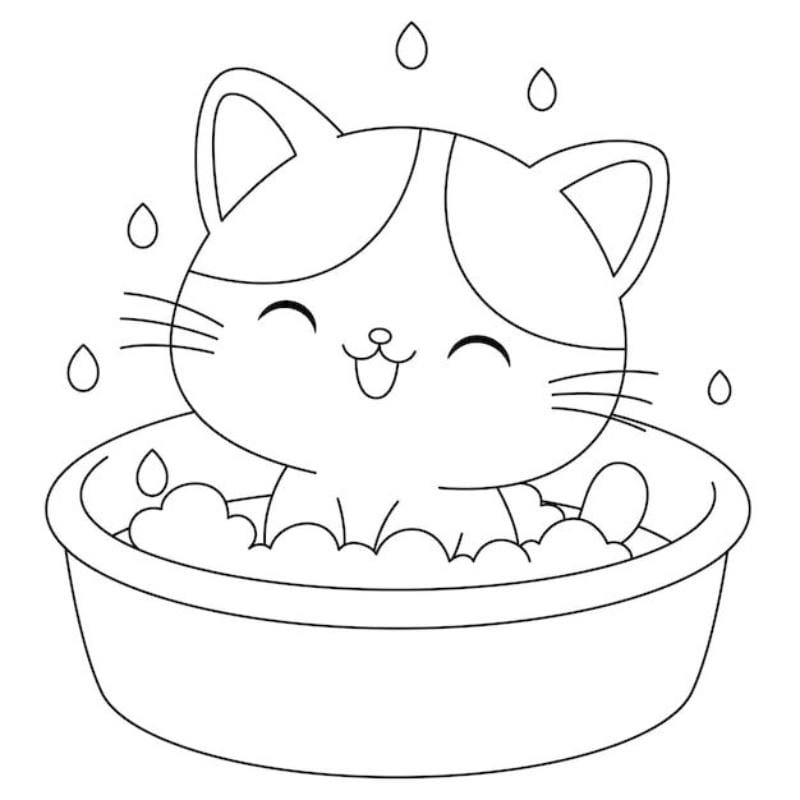 Bé tập tô với tô màu con mèo chibi đáng yêu