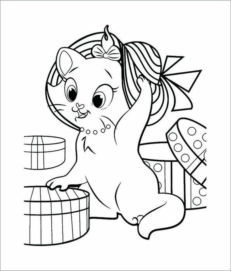 Thế giới tuổi thơ qua hình vẽ con mèo cho bé tô màu