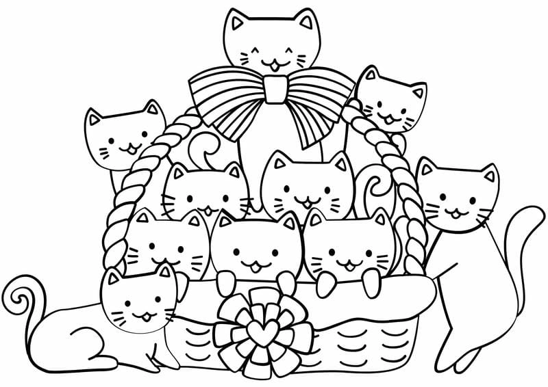 In hình tô màu con mèo đơn giản hỗ trợ bé phát triển tư duy