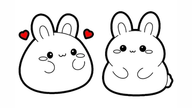 Tranh tô màu đầu con thỏ giúp bé nhận biết hình khối cơ bản