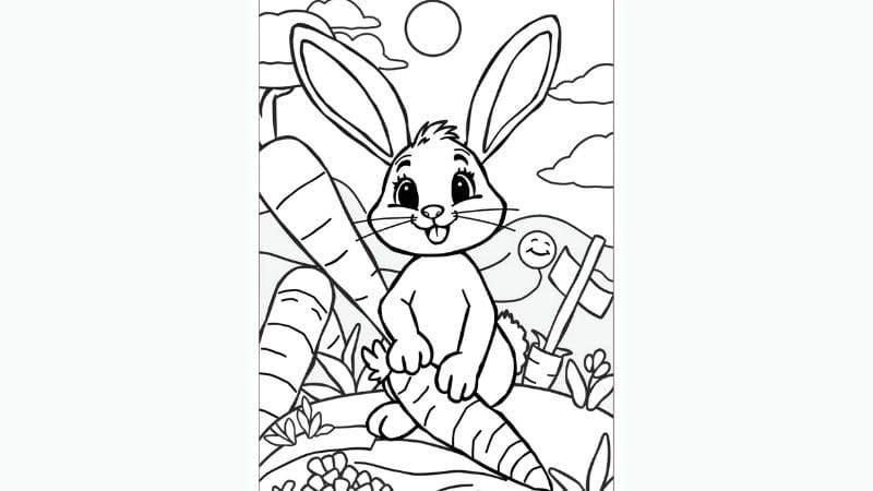 Bé tô màu con thỏ rèn sự tập trung và khả năng sáng tạo mỗi ngày