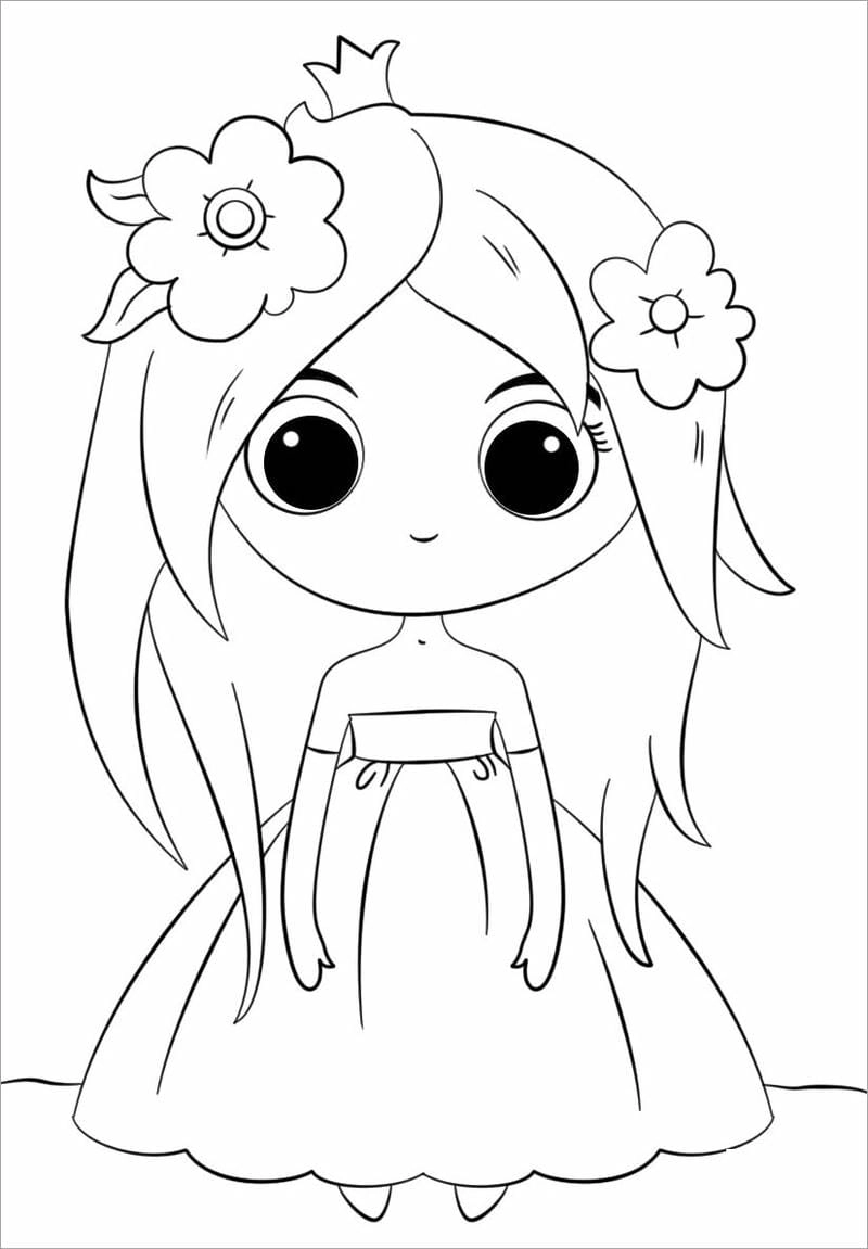 Tranh tô màu công chúa anime chibi cho bé tập tô mỗi ngày