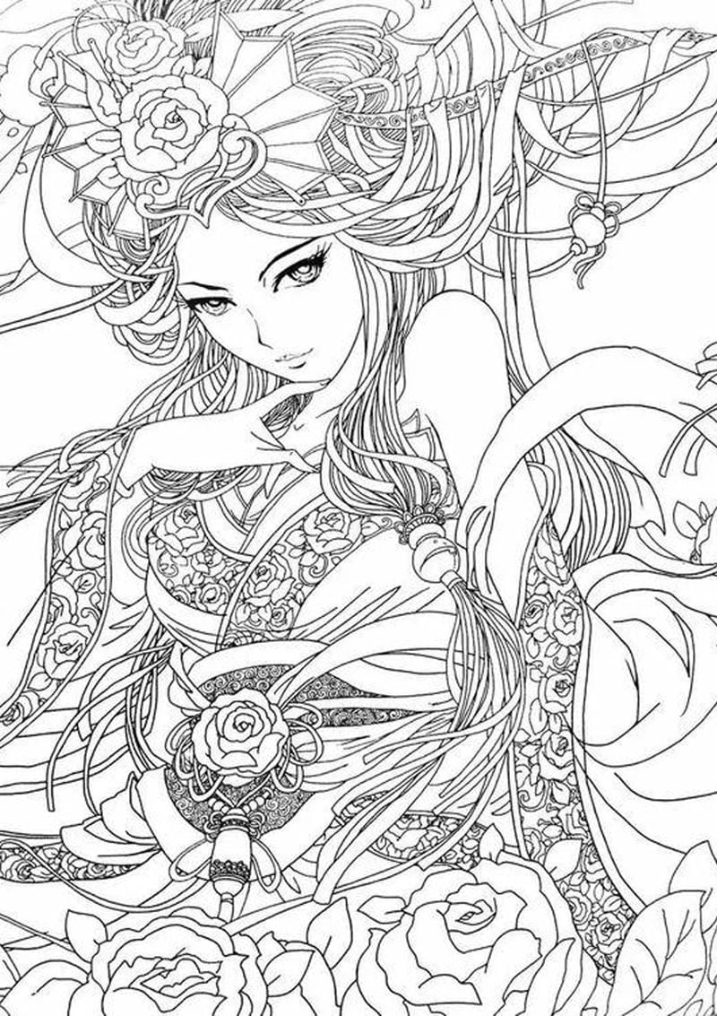 Coloring book tranh tô màu công chúa anime ngầu bé tô không chán