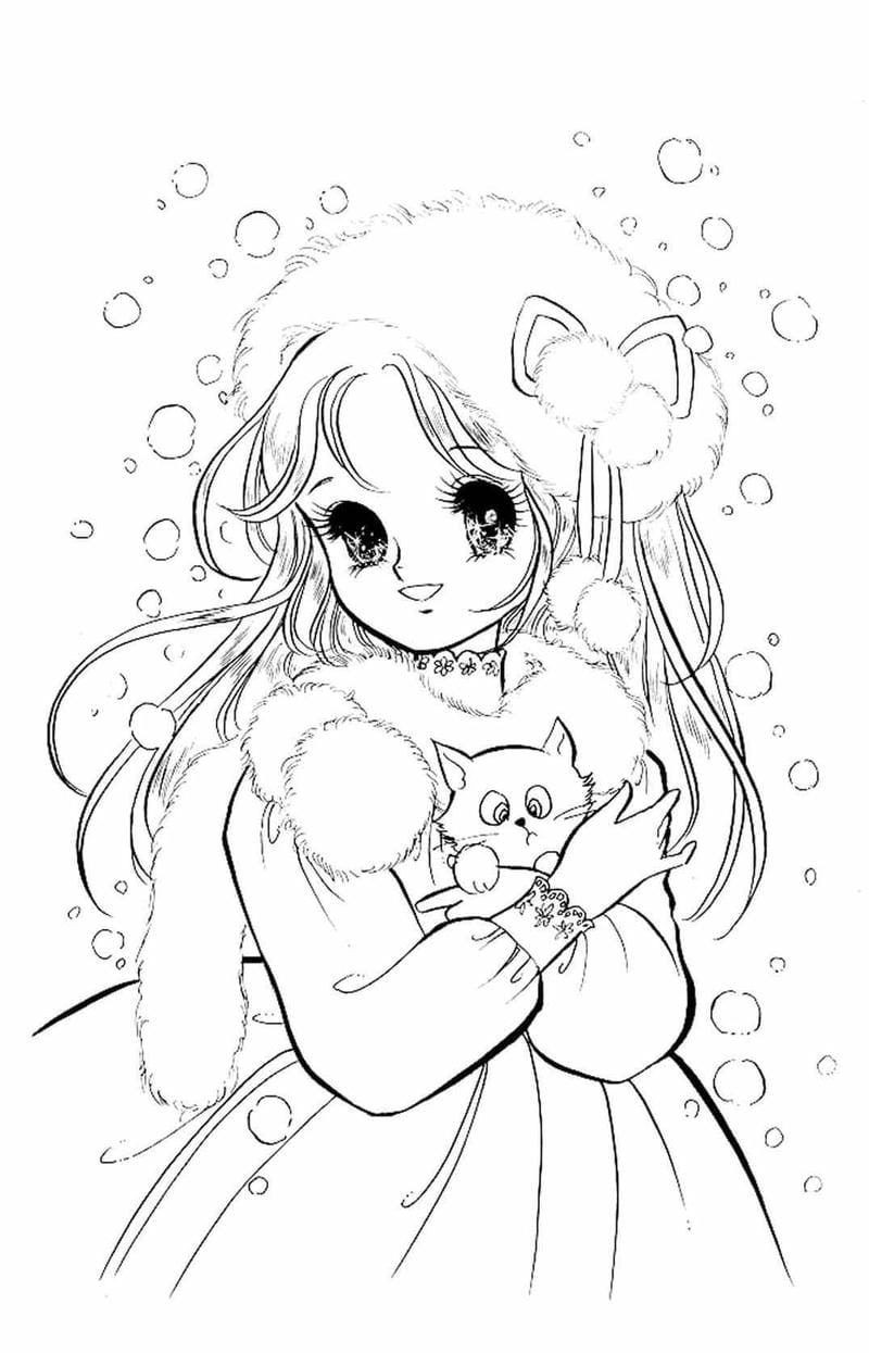 Bé gái mê mẩn tranh tô màu công chúa anime cute
