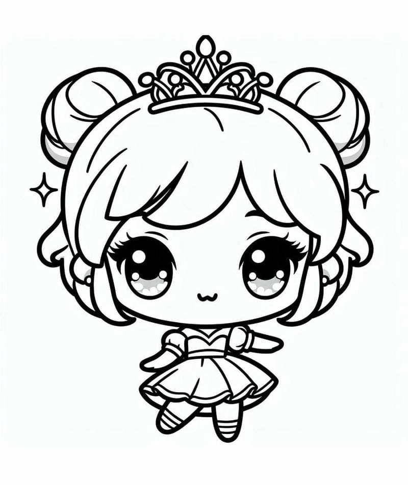 Tranh to màu công chúa anime cổ lớn cực nét cho bé sáng tạo