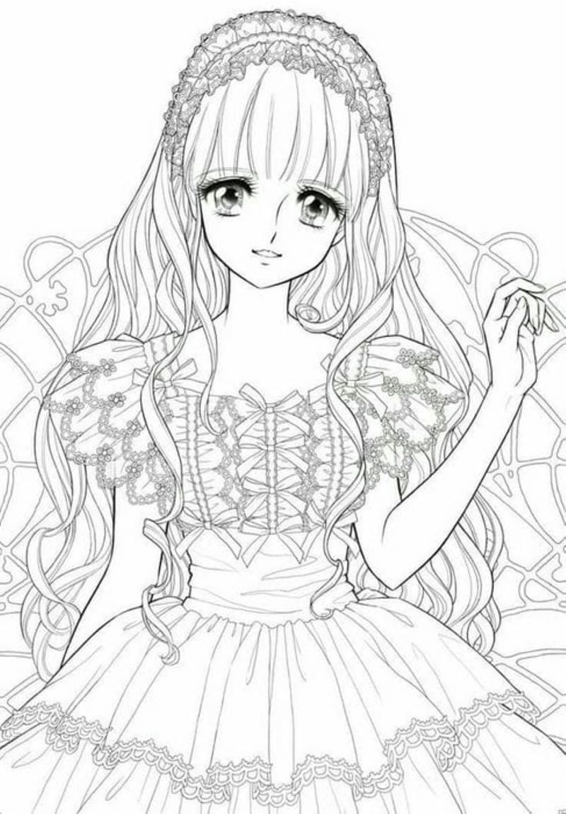 Dễ thương quá mức với tranh tô màu công chúa anime chibi