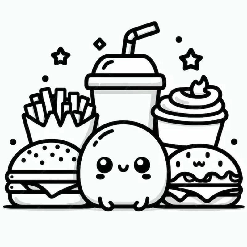 Phát triển tư duy qua tranh tô màu đồ ăn cho bé