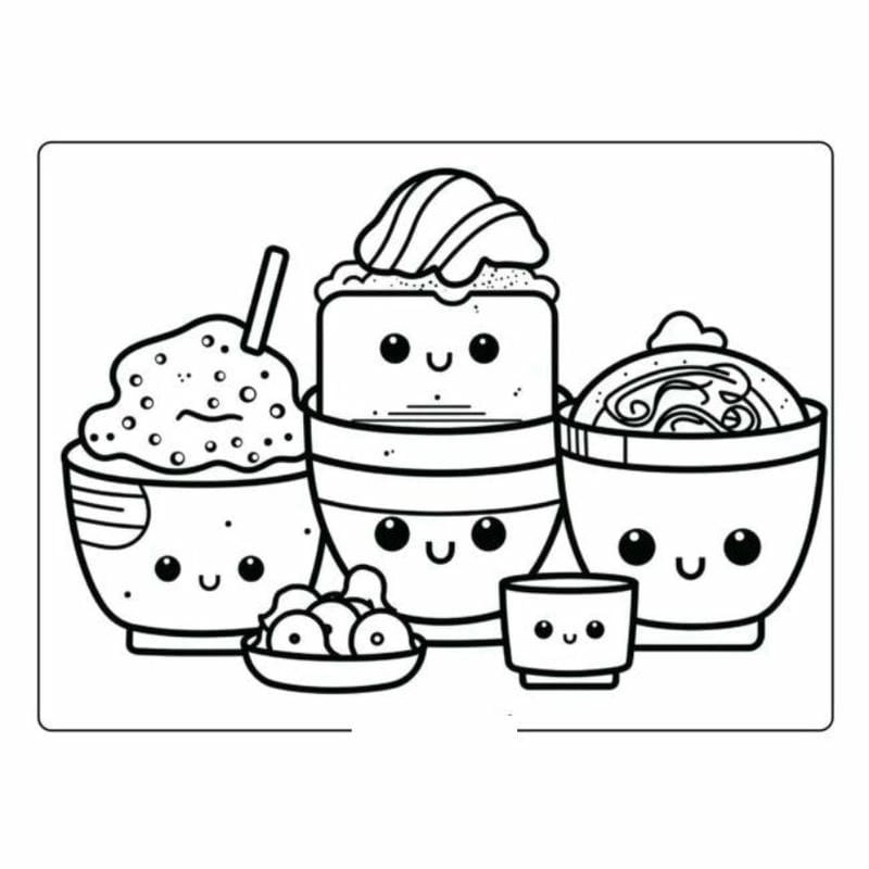 Top mẫu tranh tô màu đồ ăn dễ thương hot nhất