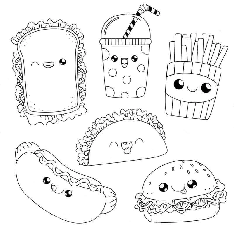 Bé học tiếng Anh qua food tranh tô màu đồ ăn cute mini