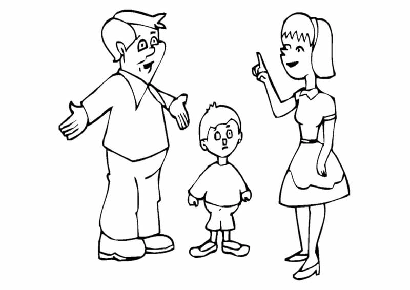 Bộ sưu tập tranh tô màu gia đình 3 người đơn giản dễ vẽ