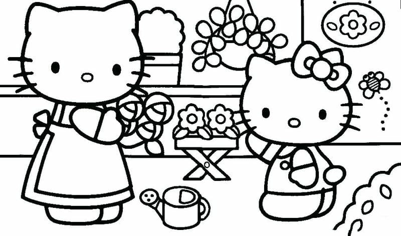Tranh tô màu hello kitty đáng yêu cho bé tập tô