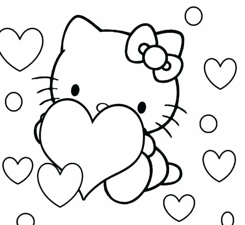 Tải ngay mẫu tranh tô màu hello kitty cho bé gái