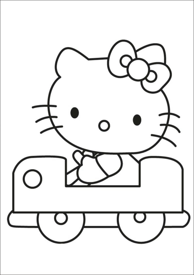 In tranh tô màu hello kitty sieu dang yeu cho be