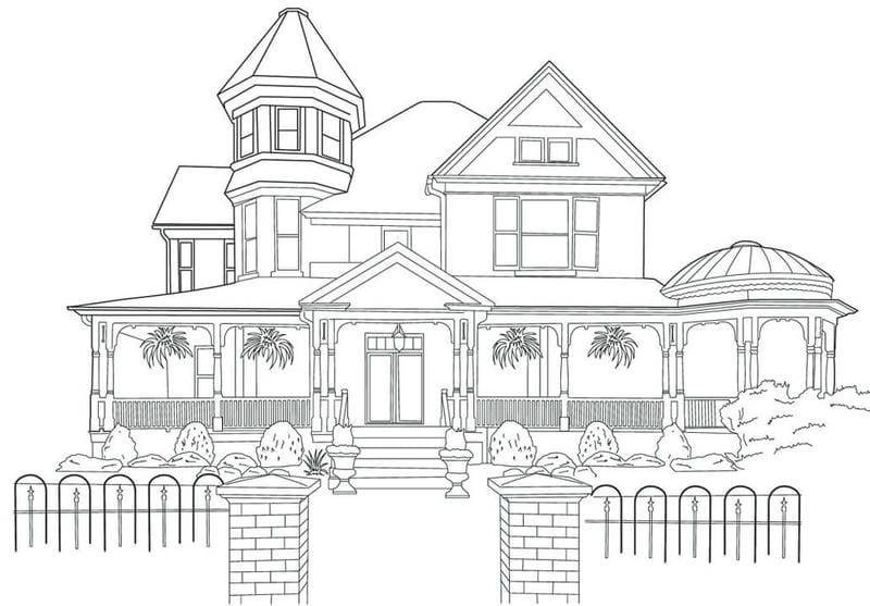 Bé sẽ thích nhà đẹp tranh tô màu ngôi nhà cao tầng cực sinh động