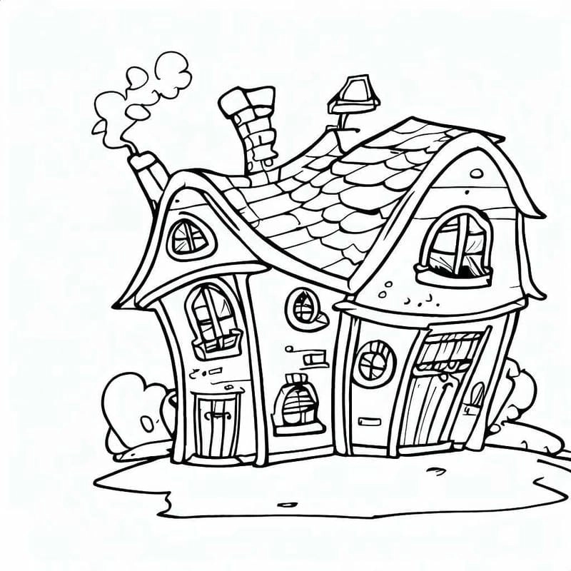 Bé luyện kỹ năng với tranh tô màu ngôi nhà cho bé 5 tuổi