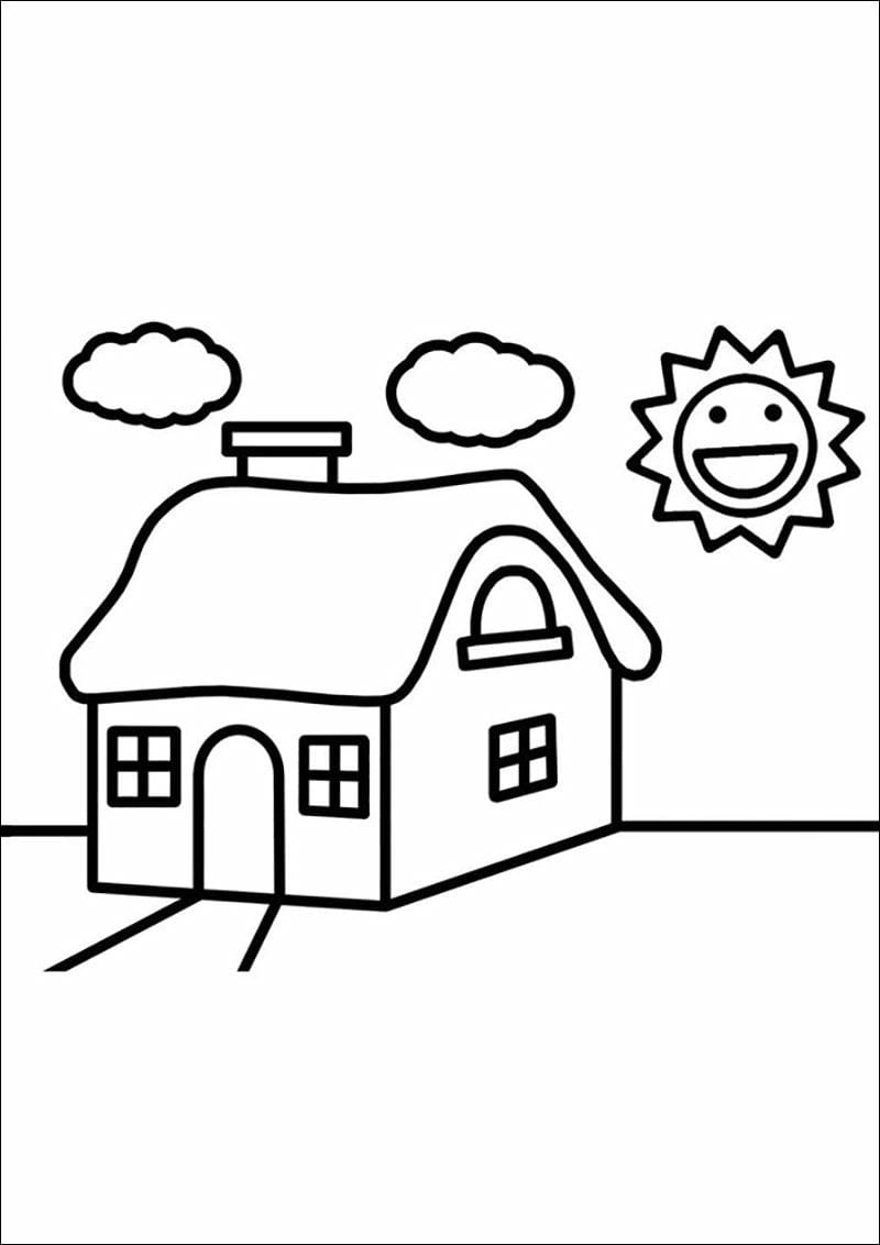 Bé yêu thích tranh tô màu ngôi nhà 2 tầng sinh động