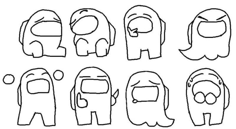 Bộ tranh tô màu sticker cute among us siêu vui nhộn