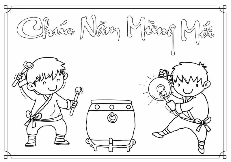 Tranh tô màu tết mầm non phát triển sáng tạo sớm