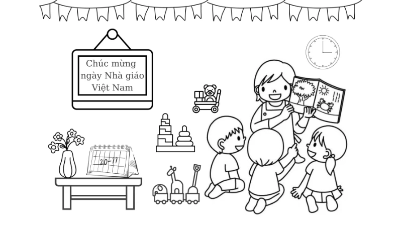  Tranh tô màu 20/11 ý nghĩa giáo dục về lòng biết ơn 
