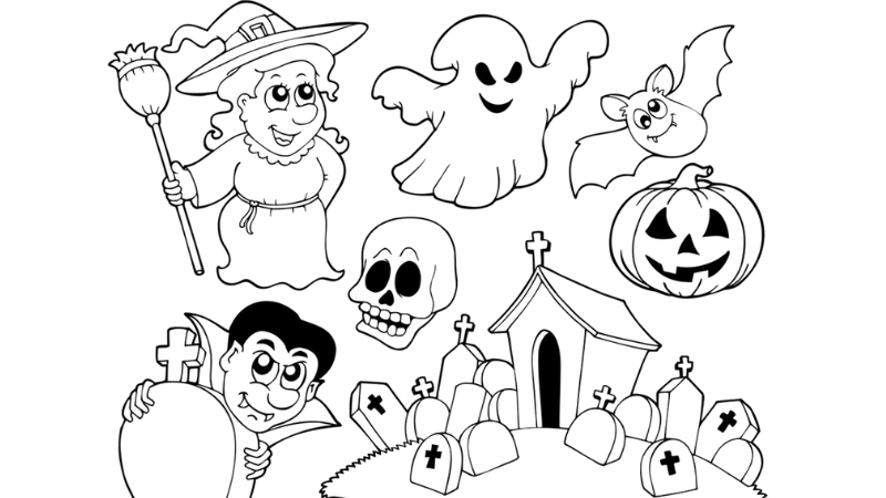  Tổng hợp tranh tô màu Halloween đẹp và dễ thương cho bé 