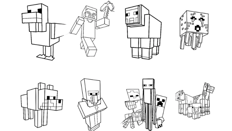  Gợi ý những mẫu tranh tô màu Minecraft cực kỳ đáng yêu 