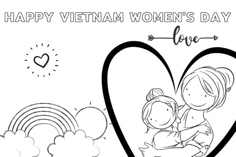 Hình tô màu 20 10 cho bé thể hiện tình cảm mẹ