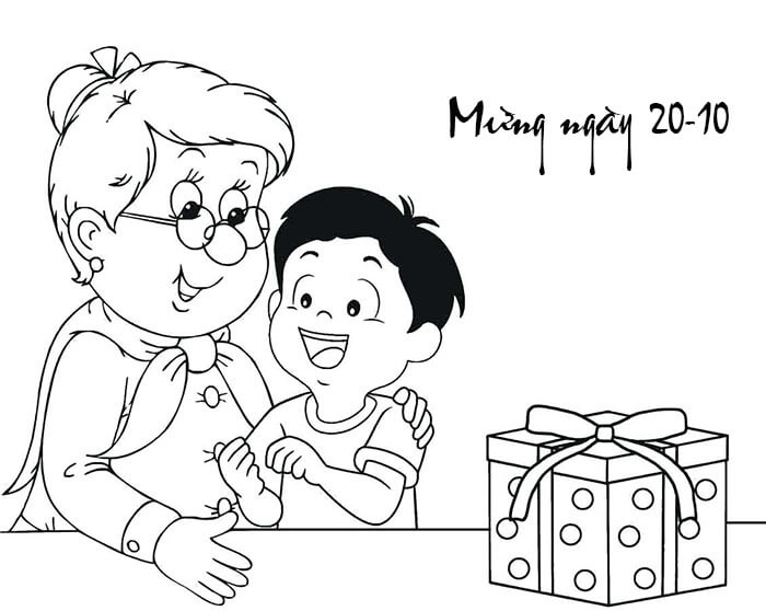 Mẫu vẽ tặng mẹ ngày 20 tháng 10 đẹp đơn giản