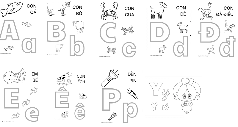 Bé học vui với tranh tô màu 29 chữ cái tiếng việt sinh động dễ hiểu dễ nhớ