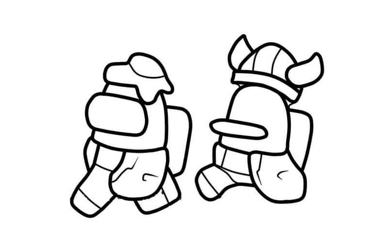 Bé gái mê mẩn tranh tô màu among us cute