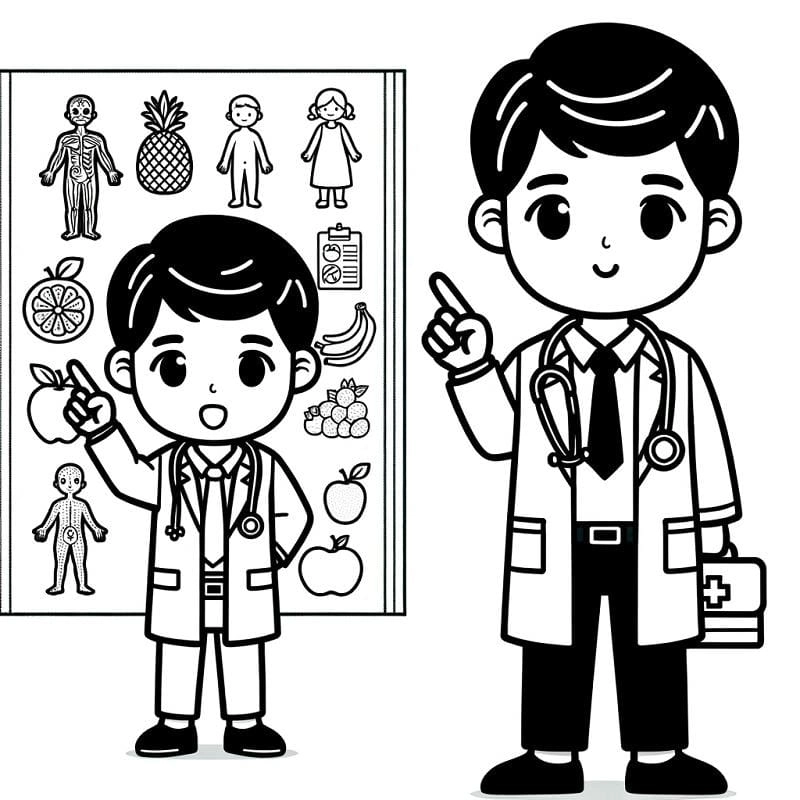 Giúp bé sáng tạo với tô màu tranh bác sĩ