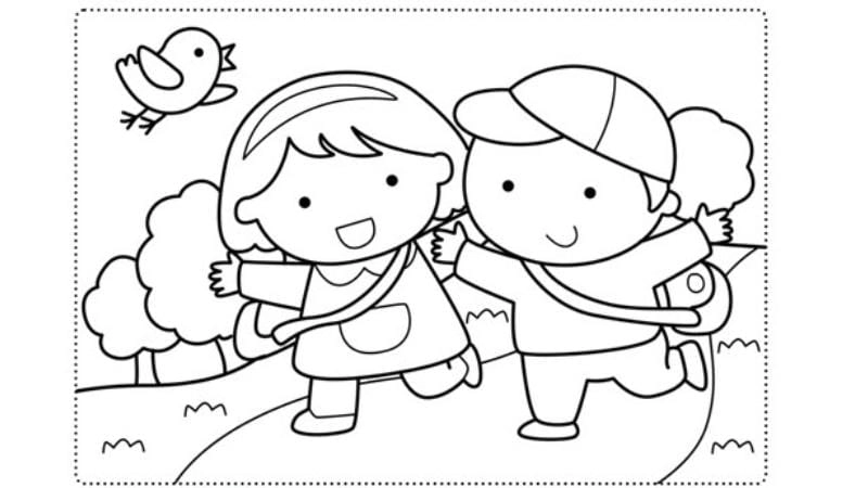 Rèn kỹ năng vẽ với tranh tô màu chân dung bạn trai bạn gái cho bé