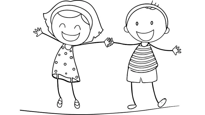 Tải ngay hình bạn trai bạn gái cho trẻ tô màu đẹp đơn giản cho bé