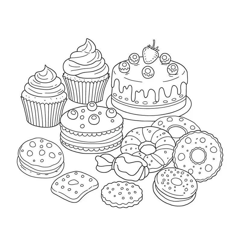 Bé vui học với chủ đề bánh kẹo tô màu dễ thương