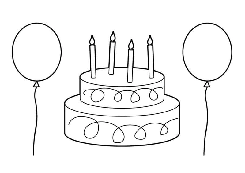 Mẫu tô màu bánh sinh nhật đẹp cho bé sáng tạo