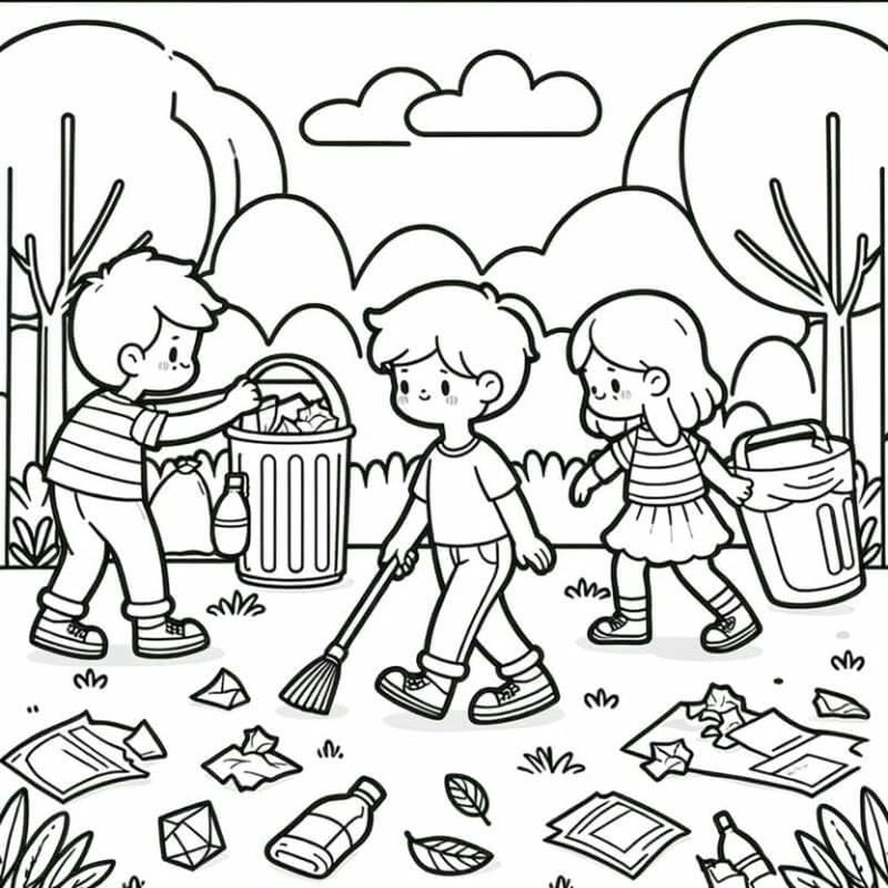 Tranh tô màu bảo vệ môi trường đô thị giúp bé yêu thành phố sạch