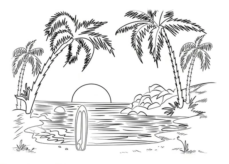 Bé mê tít tranh tô màu biển tô màu tranh phong cảnh biển