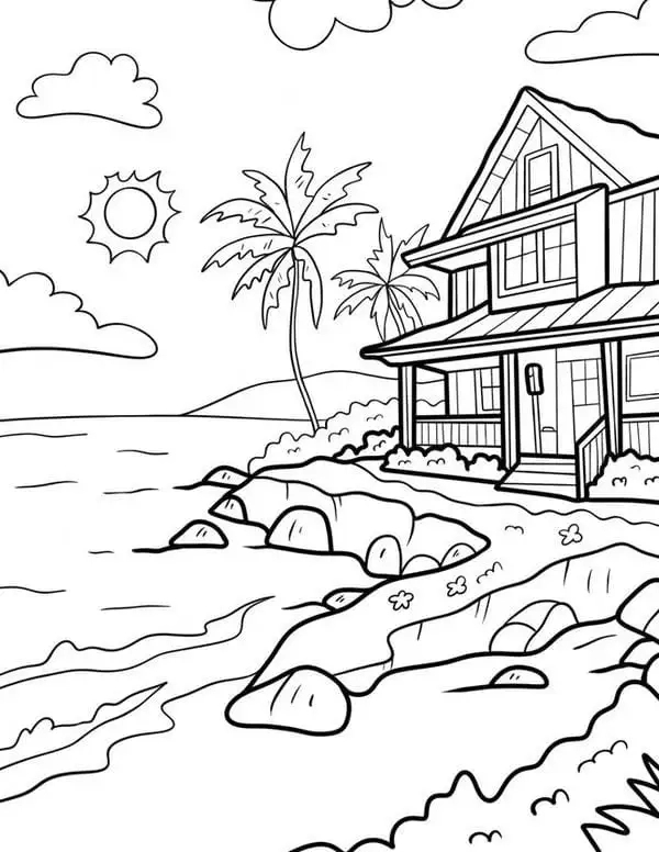Tô màu mùa hè với bộ tranh tô màu bãi biển tươi vui