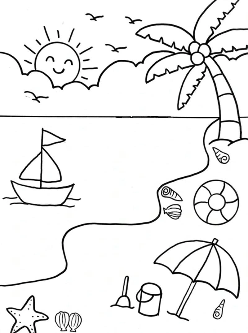 Bộ sưu tập tranh tô màu cảnh biển cho bé tập tô