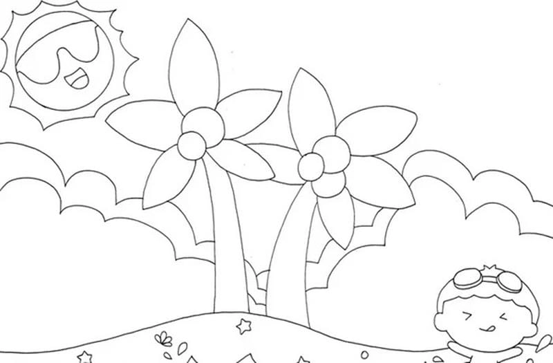 Bé thỏa sức sáng tạo với tranh tô màu bãi biển mùa hè sôi động