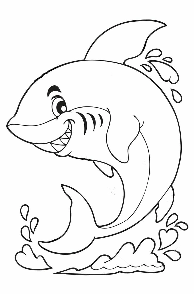 Tổng hợp hình con cá mập tô màu ngộ nghĩnh