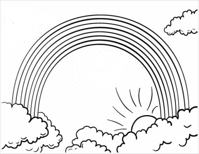 Bé thích thú với hình ảnh tô màu cầu vồng dễ thương