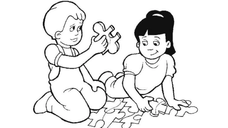 Bộ tranh chưa tô màu chủ đề bản thân bé nào cũng mê