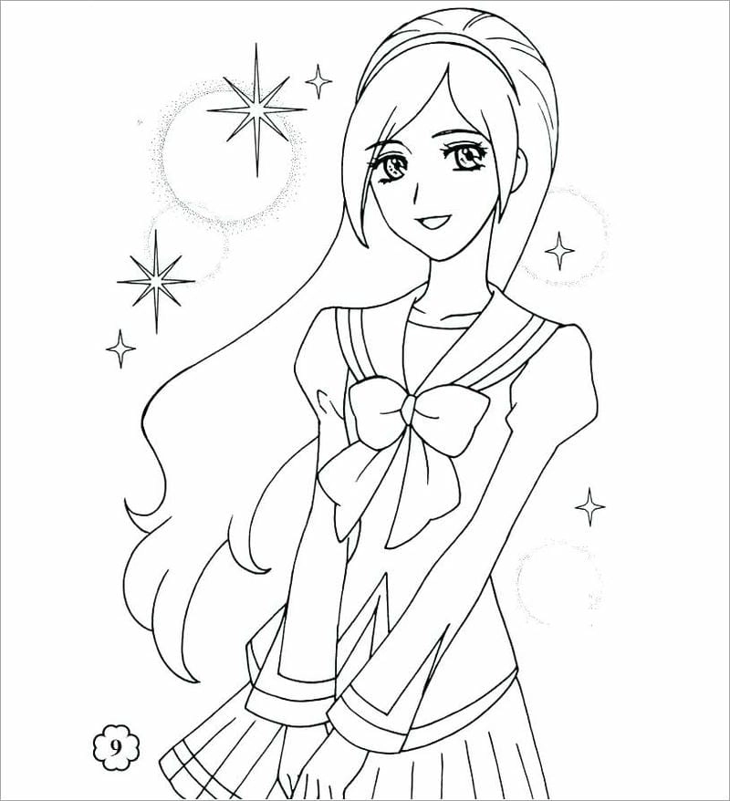 Dễ thương với tranh tô màu cô gái chibi