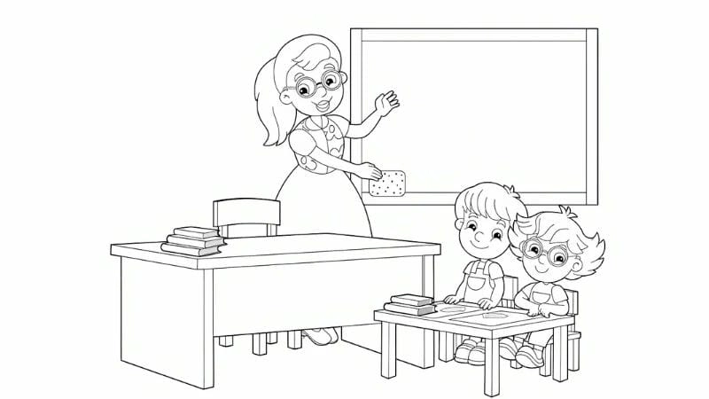 Tô màu vui nhộn với tranh tô cô giáo đẹp