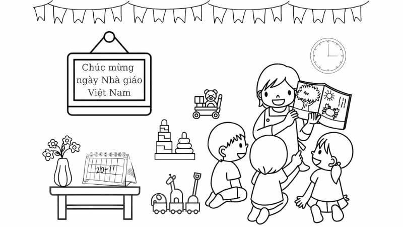 Bé tô tranh tô màu cô giáo 20 11 tặng cô